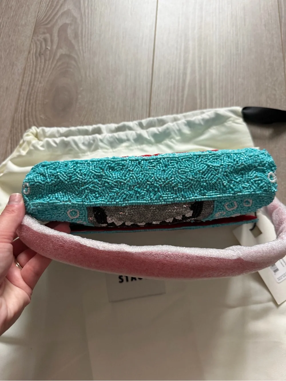 Staud Timmy Beaded Great White Shark Shoulder Bag TikTok famous sequins beach